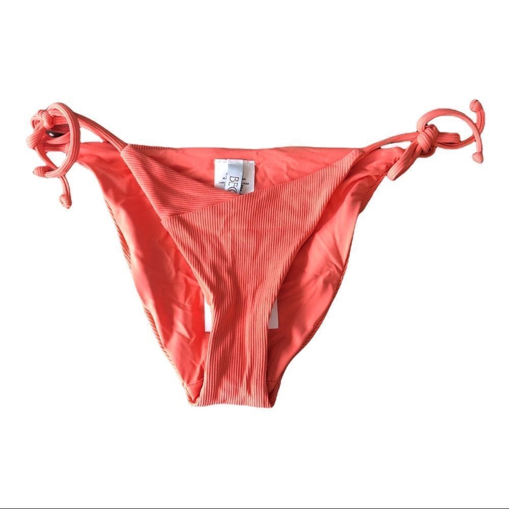 Becca Swim Coral Fine Line Tie Side Bikini Bottom Size XS NWT